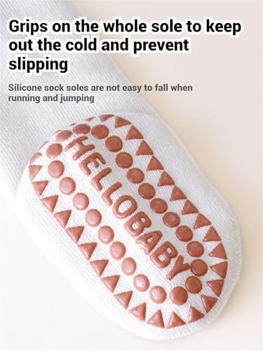 Toddler Non Skid Knee High Sock with Grip Baby Warm Thick Anti Slip Sock Unisex Newborn Crawling Stocking 5 Pairs3