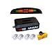 Aiuphing sensores aparcamiento coche, universal 4 sensores asistentes de aparcamiento con pantalla de color LED, kit de alarma de audio de marcha atrás (Plata)