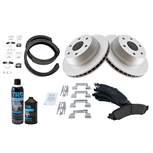 Image of TRQ Rear Brake Pad & Rotor Kit Ceramic Premium G-Coated Compatible with 02-06 Cadillac 00-06 Chevrolet GMC