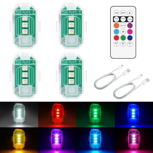 SEISSO 4-Pack Wireless Led Strobe Lights with Remote Control Anti-Collision
