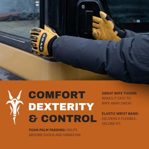 G.O.A.T Glove – Goatskin Safety Pro 943 Work Gloves, Reinforced Leather Protection, Rubber Knuckle Guard, Foam Padding Palm Grip, Elastic Wrist Fit, Heavy Duty Men's Safety Gloves — view 4