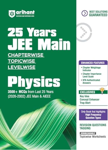 Image of Arihant 25 Years JEE Main Chapterwise, Topicwise, Levelwise PYQs - Physics + Chemistry + Maths - | 3500 MCQs | Last 25 Years (2002 to 2026 JEE Main & AIEEE | - Combo Set of 3 Books for 2027 Exams