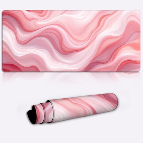 Alfombrilla de ratón de mármol rosa para ordenador, tapete de escritorio de 800x300x4mm