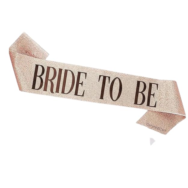 Image of Curated Cart Bride to Be Sash - Rose Gold Glitter Satin Sash for Bachelorette Party, Bridal Shower Decoration, Bride Tribe Props & Accessories for Women, Engagement Gift