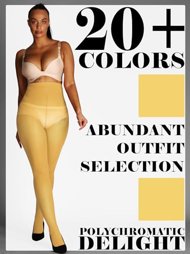 Image of HONENNA Semi Opaque Silky Women Pantyhose Tights, 20+ Colors Invisibly Toe Reinforced 60 Den Size A-E