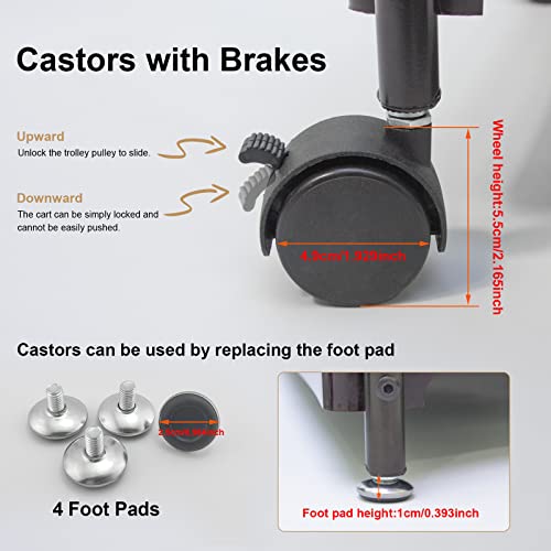 Elitzia Beauty Salon Nail Or Foot Bath Spa Portable Esthetician Trolley Cart for Foot Rest Pedicure Manicure Funiture Massage Table Salon Supplies Option (Dark Brown)