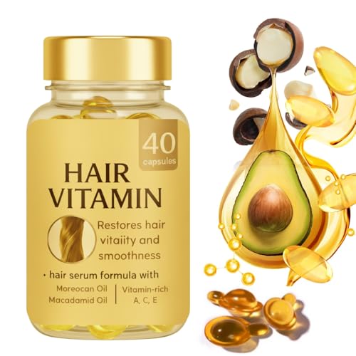 40 Pcs Hair Vitamin Capsules, Leave-in Hair Serum Capsules with Moroccan Oil, Avocado Oil & Vitamin...