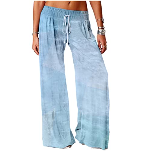 SIAOMA Women's Casual Geo Tie Dye Pants Comfy Stretch Wide Leg Pants Trousers