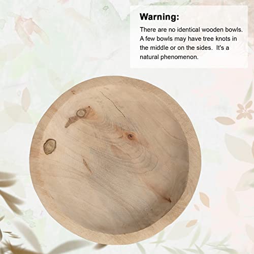 Poprhino Wooden Bowl Decorative Trays For Home Décor, 11" Wide Farmhouse Decorative Wood Bowl Snack Fruit Serving Bowl Kitchen Dining And More #TOP6