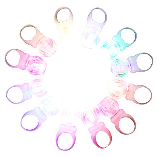 DAOKEY LED Light up Rings Colorful Led Bumpy Plastic Diamond Rings Toys for Birthday Bachelorette Bridal Shower Gatsby Party Favors Clear Case 30 Pack