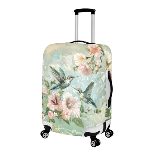 Hummingbird Flowers Luggage Cover Anti-Scratch Baggage Gear Covers Dust Cover Washable Luggage Cover Protector with Zipper Fit Most 18-32 Inch (M Size for 22-24 Inch)2