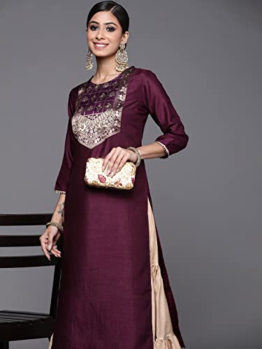 Image of INDO ERA Polyester Solid Calf Length Straight Kurta for Women (IEIEI3974)