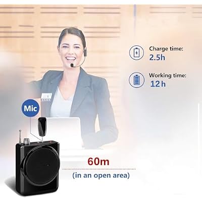 Head Microphone Wireless, Head Sets with Microphones, Bluetooth Headset Mic Ideal for Speakers PA System Voice Amplifier Wireless Microphone for Teacher, Tour Guides, Fitness Instructor