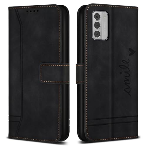Bravoday Hülle für Nokia G42 5G PU Ledertasche Handyhülle mit Kartenfäch & Kickstand Flip Schutzhülle Schwarz