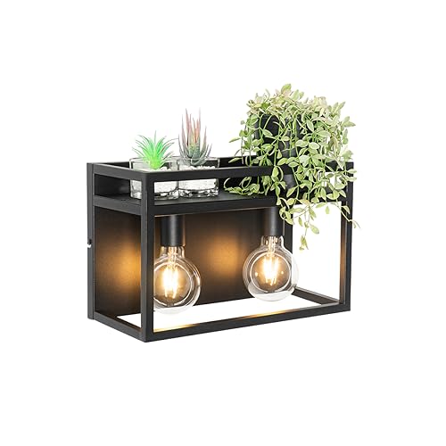 Smart I Vägglampa Svart med Rack inkl.2 WiFi G95 Cage Rack Industrial LED E27 |2 Lätt stålvägglampa Lämplig för vardagsrum I Kök I Sovrum I reliable