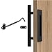 Orgerphy 12 Inch Black Barn Door Handle with Door Latch Set| Black 12 inch Round Heavy Duty Solid Steel Gate Pull Handle | for Barn Door Gates Garages Sheds