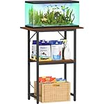 Snughome 10-20 Gallon Fish Tank Stand, Aquarium Stand 2-Tier Storage Shelves, Heavy Duty Terrarium Stand for Home Office Fish Tank Shelf, 24" L x 11.8" W x 30.7" H, Rustic Brown