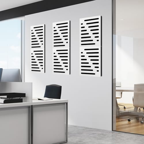 Image of Art3d High-Density Acoustic Panel, Stripe Design, 16 x 12 in, 6-Pack, White