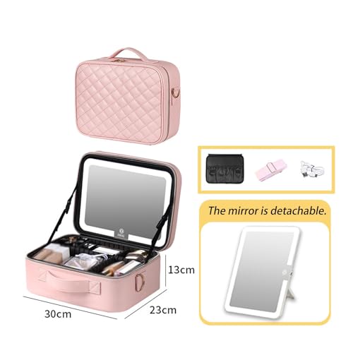 Trousse maquillage miroir LED 3 modes pour rangement pinceaux
