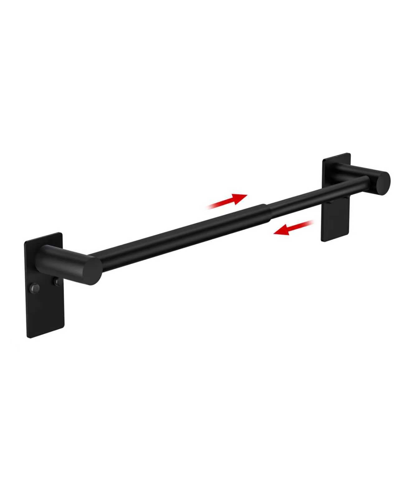 WZAKLY Self Adhesive Towel Rail, 31-49cm Adjustable Towel Holder Rack, Stainless Steel Towel Rails Wall Mounted for Bathroom Kitchen (Matte Black)