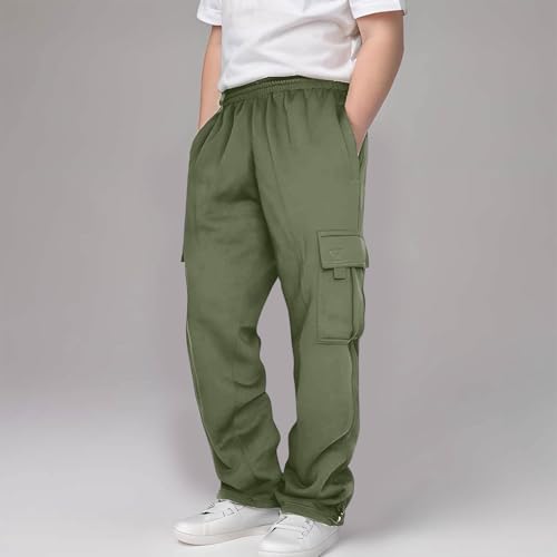 Boys Cargo Pants Baggy Open Bottom Sweatpants Straight Leg Joggers Preppy Athletic Workout Sweat Pants with Pockets2