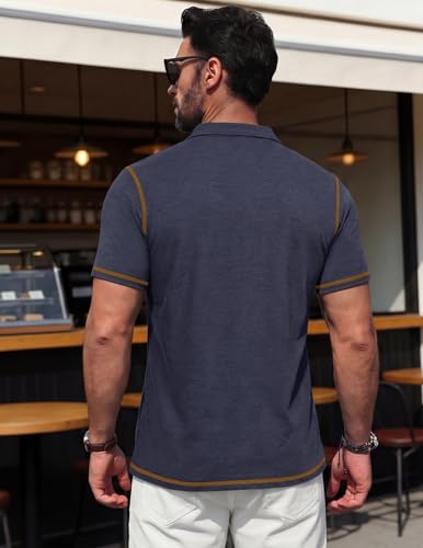 Image of Mens Polo Shirts Short Sleeve Casual Summer Lightweight Cotton Golf Polo Shirts with Pocket