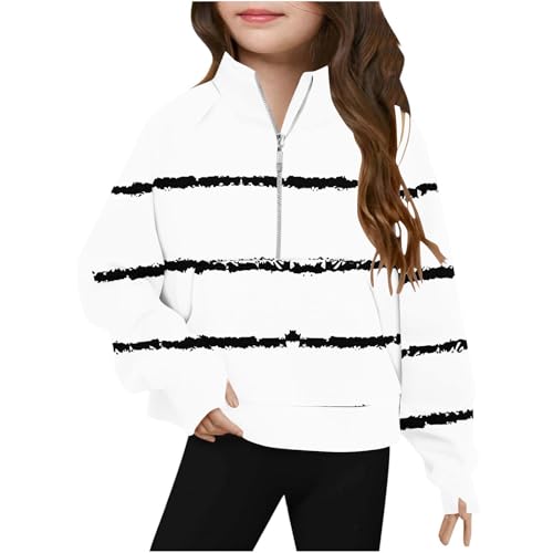 Girls Sweatshirts Trendy Oversized Preppy Long Sleeve Hooded Pullover Tops Cute Casual Winter Striped Tween Clothes