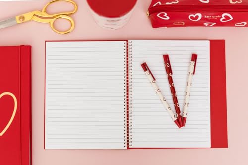 Image of kate spade new york Pen and Pencil Case with Office Supplies for Adults, Zip Pouch Includes 2 Pencils, Sharpener, Eraser, and Ruler, Brushstroke Hearts