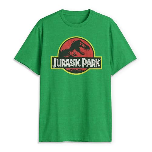 Jurassic Park Men's Classic Movie Logo T-Shirt, Kelly Heather, XXL
