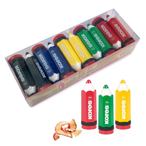Taille-crayon à trou unique Kores Koloritos avec réservoir, fournitures scolaires, lot de 20