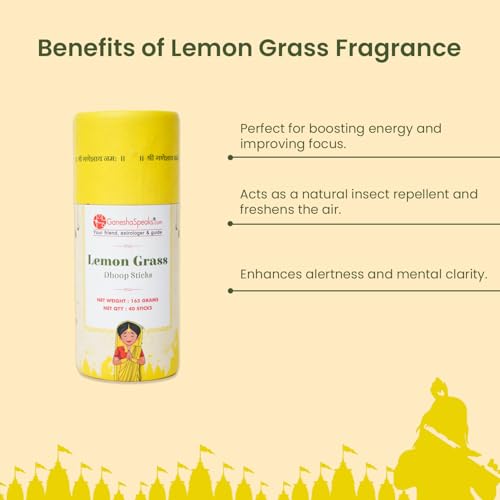 Image of GaneshaSpeaks Bambooless Dhoop Sticks with Lemongrass Fragrance | 40 Pieces | Handcrafted by Skilled Artisans | Eco-Friendly | Pure Aroma | Free Ceramic Stand