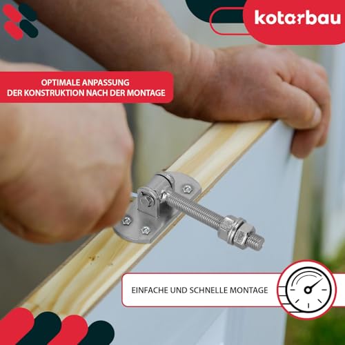 KOTARBAU Torangel Verzinkt Gewinde Mit Langloch Einstellbar Mit Anschraubblech Torscharnier Mit Federklemme Torscharniere Hängescharniere M 16 mm