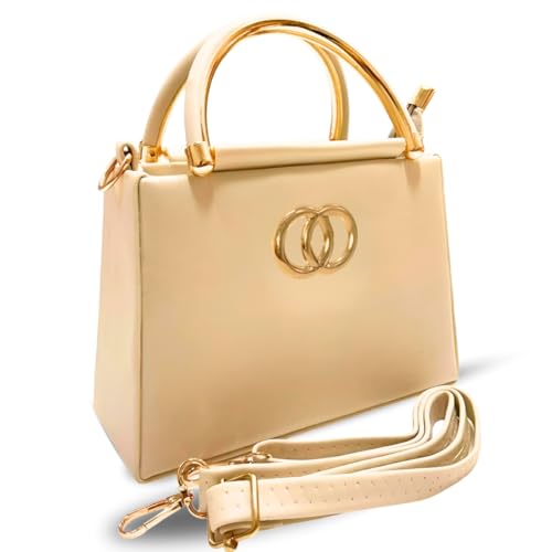 Image of TCRAZY Women's PU Leather Crossbody Sling Bag | Twin Compartments, Zip Closure & Gold Accent Handle