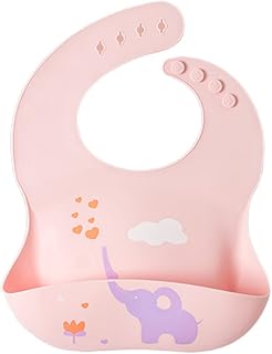 مرايل أطفال سيليكون مقاومة للروائح من بوسيشي، مرايل للطعام لينة قابلة للتعديل ومقاومة للماء برقبة دائرية وجيب ليتساقط به اللعاب وحبات الأرز، مستلزمات للأم والرضع