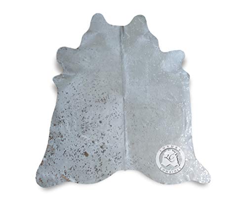 Sunshine Cowhides Alfombra DE Piel DE Vaca Devoré Metalico Plata 210 x 180 cm Pieles del Sol