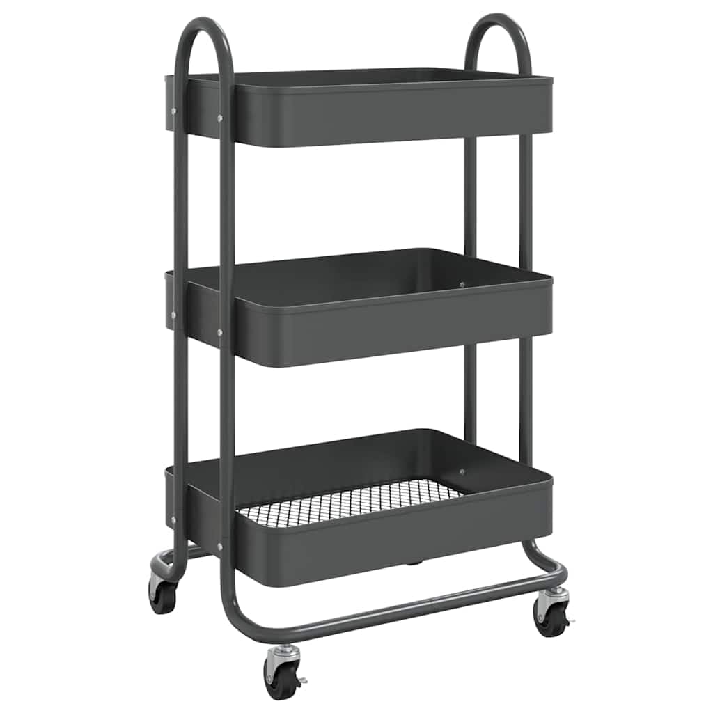 Carrello a 3 ripiani, antracite, 43 x 34 x 79 cm, in acciaio