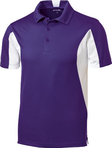 Sport-Tek Side Blocked Performance Polo Shirt St655 Xl Purple/White #TOP17