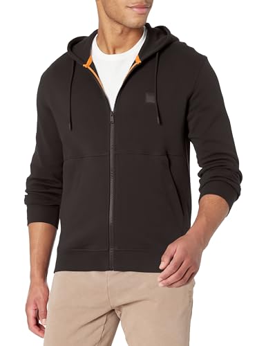 BOSS Men's Logo Patch Zip Up Hooded Sweatshirt
