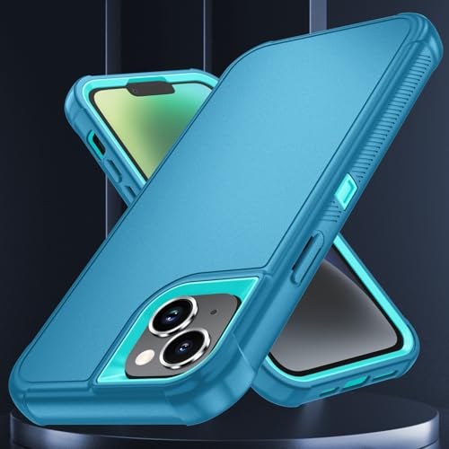 Image of SunStory Compatible with iPhone 14 Plus Case with HD Screen Protector, 3-Layer Heavy Duty Full-Body Cover,3 in 1 Hybrid Protective Case for iPhone 14 Plus 6.7 inch,LakeSkyBlue