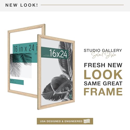 MCS Studio Gallery 16x24 Poster Frame Natural Woodgrain, Vertical & Horizontal Wall Hanging Large Picture Frame for Photos, Posters & Art Prints (1-Pack)
