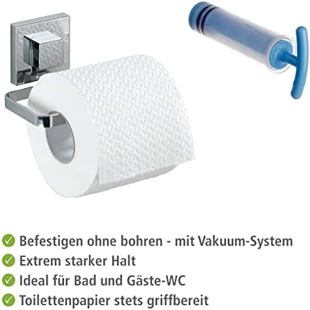 Wenko "Quadro" Toilet Paper Holder with Vacuum-Loc, Silver