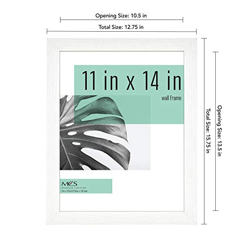 MCS Studio Gallery 11x14 Picture Frame White Woodgrain, Rectangle Photo Frame for Photos, Posters & Art Prints (2-Pack)