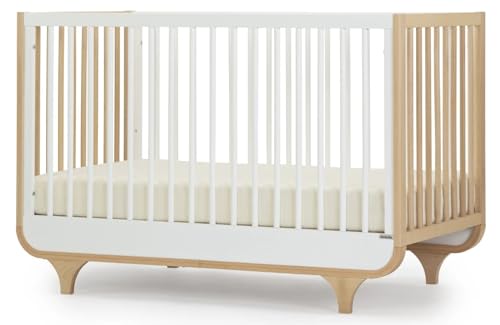 dadada Baby Jolly 3-in-1 Convertible Crib to Toddler Bed – Modern Wooden Crib Made in Italy, GREENGUARD Gold Certified Small Baby Crib