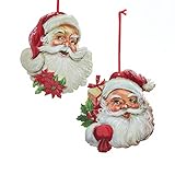 Kurt Adler Santa Head Ornaments, 2 Assorted