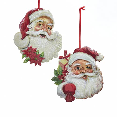 Kurt Adler Santa Head Ornaments, 2 Assorted