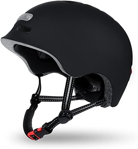 Kolox Skateboard Cycling Helmet - Rechargeable Front & Back LED Light, Removable Ventilation Liners, Multi-Sport Scooter Rollerblading Roller Skate Inline Skating Head Protection for Adults (Medium)