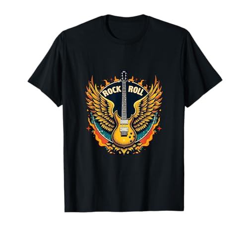 Rock and Roll Guitar and Wings – Vintage Music T-Shirt