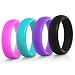 Saco Band Silicone Ring Wedding Band For Men and Women - 4 Pack (Women: Pink, Teal, Purple, Black, 7.5 - 8 (18.2mm))