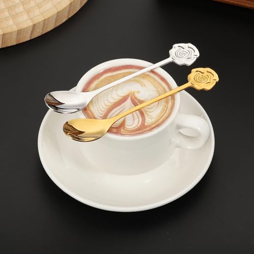 PATIKIL 6pcs Coffee Spoons, Rose Tea Spoons 304 Stainless Steel Teaspoons Small Cute for Stirring Espresso Coffee Bar Tableware Dessert Flatware Tea Party, Silver by PATIKIL - Image 4