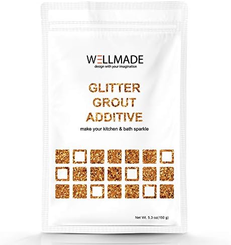 Glitter Grout Tile Additive 150g/5.3oz Glitter for Wall/Floor Tile Grout-DIY Home Wet Room Bathroom Kitchen Sparkle, Add/Mix with Epoxy Resin or Cement Based Grout (150g/5.3oz, Copper)